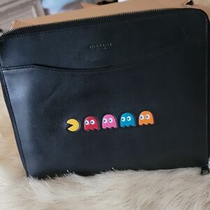 Coach Limited Edition Black Leather Pac-Man Zip Around Portfolio/Padfolio